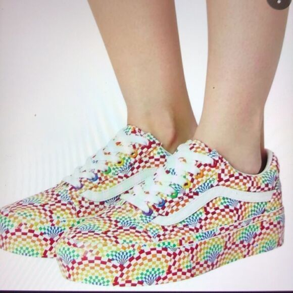 BRAND NEW SHOES VANS OLD SKOOL PLATFORM PRIDE/MULTI/TRUE WHITE - Picture 16 of 16